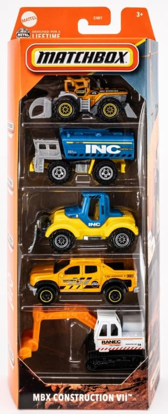 Matchbox MBX Construction VII 5 Pack Vehículos a Escala 1:64 miniatura 1