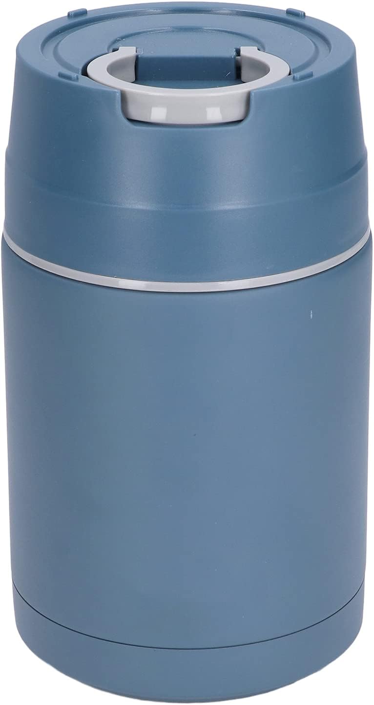 Vacuum Insulated Food Jar, 1000ml Stainless Steel Lunch Container, Blue - Leakproof Design, Folding Spoon Included, Portable for Hot Cold Food