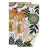 Boho Floral Hand Towels Set of 2 Tropical Leaves Fingertip Towels Soft Kitchen Dish Towel for Bathro