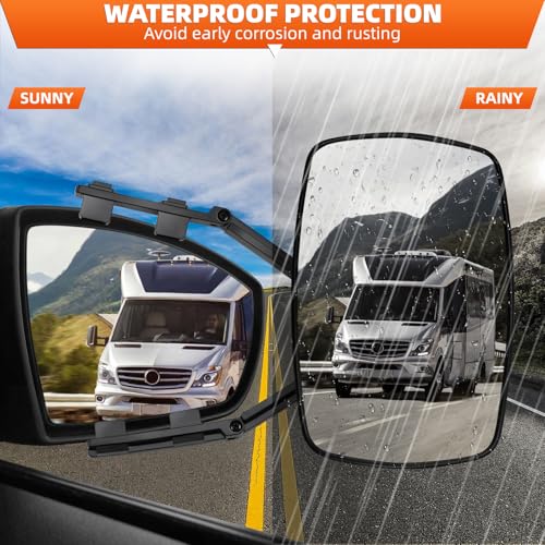 KAOLALI Wohnwagenspiege, 2 Stück Universal Außenspiegel 2er Set, Auto Doppel Seitenspiegel, Außenspiegel Wohnwagen, Anhängerspiegel für Wohnwagen und Caravan, Drehbar und Zusammenklappbar