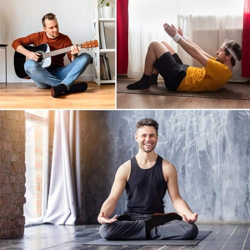 GRPSKCOS Non Slip Socks for Men House Socks with Grips 3 Pairs Anti-Skid Yoga Pilates Tile Wood Floors Hospital Slipper Sock3