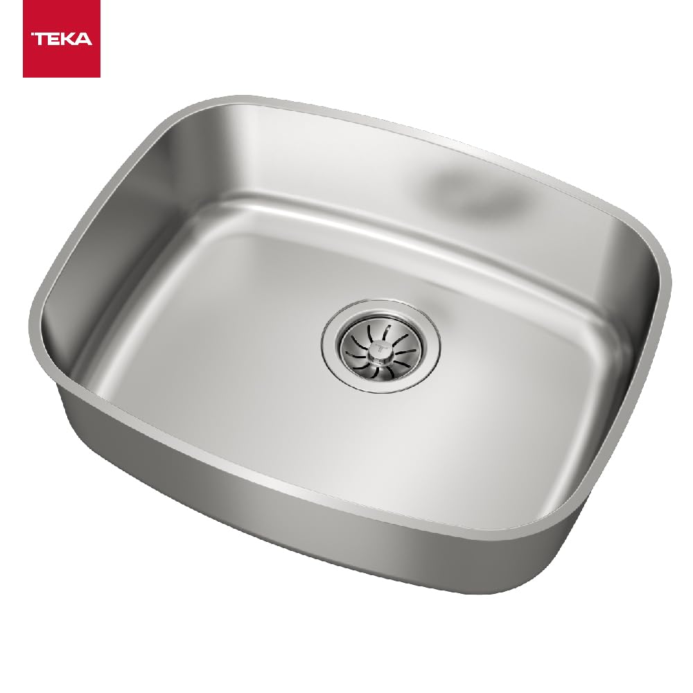 TEKA Fregadero Bajo Encimera 1 Seno, Acero Inoxidable 18/10, Válvula Canasta