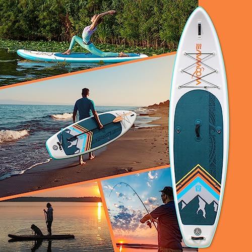 WOOWAVE Inflatable Stand Up Paddle Board 10\'2\"/11\'6\" Wide Stance Non-Slip Deck, Premium SUP Accessories Including Hand Pump, Adjustable Paddle, Backpack, Surf Control Paddleboard for Youth and Adult