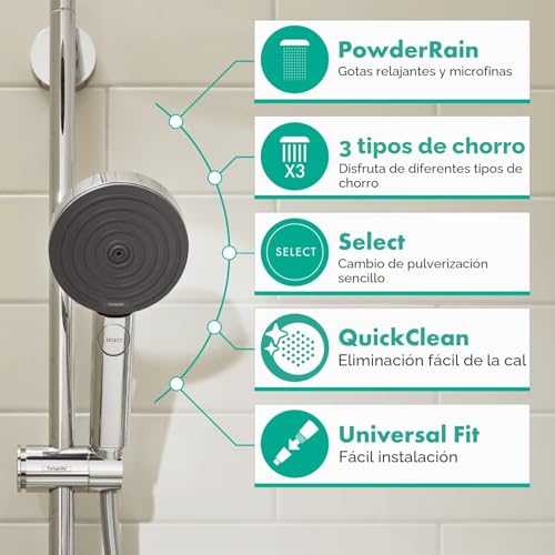 Miniatura 2 de Hansgrohe Pulsify Select S Ducha De Mano 105 3 Tipos De Chorro Relaxation, Cromo, 24110000
