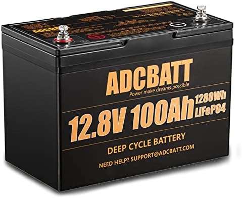 ADCBATT 12v 100ah LiFePO4 Battery Lithium 100ah with Low Temp Cut Off 12v RV Deep Cycle Battery for Solar Storage Built-in 100A BMS