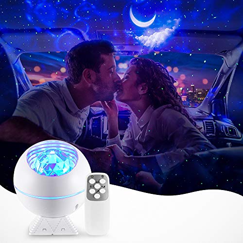 Galaxy Projector, Star Nebula Cloud Moon Car Bedroom Ocean Wave Night Light, Voice Control 360 Ceiling Brightness Sky Lite, Mini Skylight Starry Decoration Lamp Kids Adult Room Christmas Gift - Remote New York 