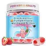 Wormwood Black Walnut Clove Para Clean for Humans & Kids, Herbal Gut Health Gummies with Wormwood, Pumpkin Seeds, Vitamin C, D3, Zinc, Probiotics for Natural Gut Cleanse, Immune Support - 60 Gummies