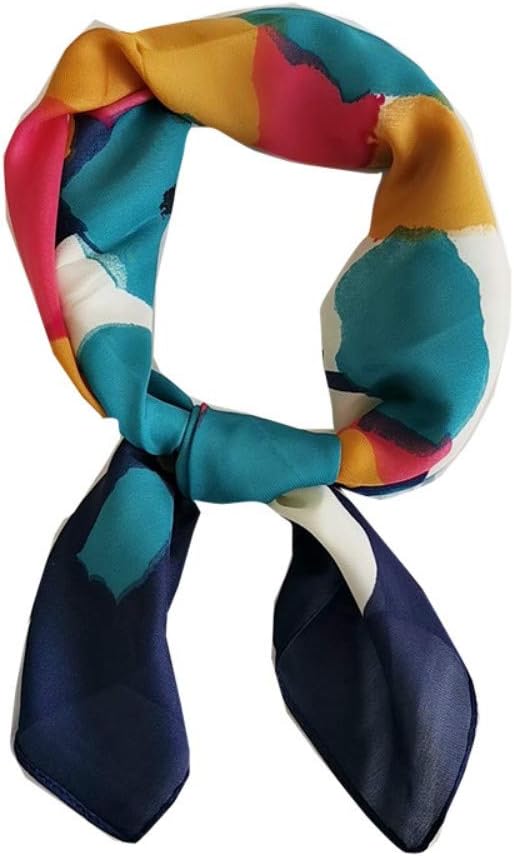 Silk Feeling Scarf Medium Square Satin Head Scarf for Women 27.5 × 27.5 inches
