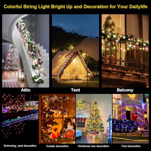 WIND STAR Solar Rope Lights Outdoor, 72FT 200 LED Solar Powered Trampoline Lights Waterproof with Remote, 8 Modes for Tent Patio Garden Party Decor, Multicolor by WIND STAR - Used condition - Image 6