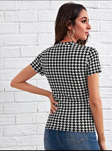 Image of Dream Beauty Fashion Casual Polyester Blend High Neck and Short Sleeves Stylish Printed Top (23 inch Inches)