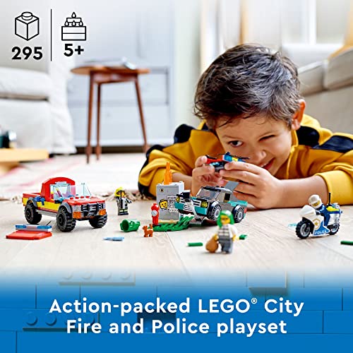 Lego City Fire Rescue & Police Chase Building Set 60319 - Kid's Fire & Police Build, Featuring 3 Minifigures, Emergency Truck, Patrol Car, Motorcycle Toys, Gifts For Boys And Girls Age 5+ Years Old #TOP1