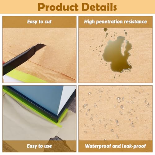 Image of 6PCS x 12 Inch x 30 ft Pre-Taped Masking Paper for Painting Painters Paper
