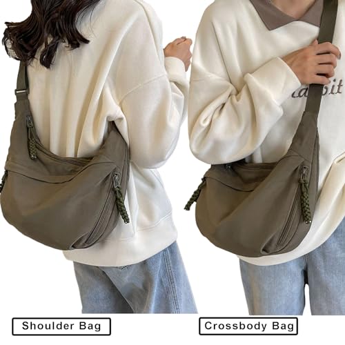 Image of Crescent Crossbody Bags for Women Nylon Travel Luna Hobo Bag Dumpling Purse