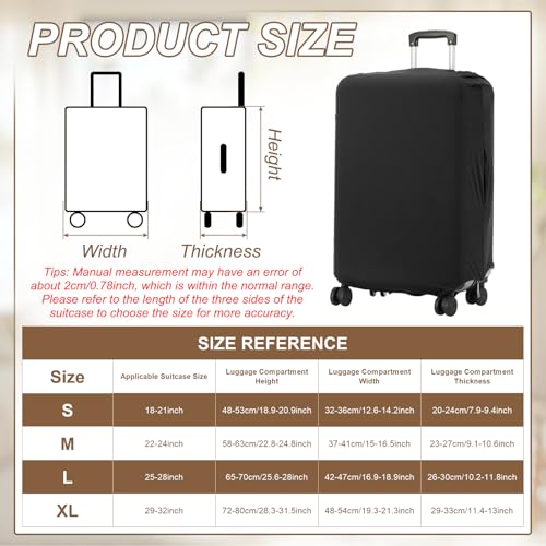 uxcell Luggage Cover for Suitcase Protector, Fit 18-20 Inch Luggage Elastic Suitcase Cover Scratch-Resistant Covers for Travel Business Trips, Black (S)2