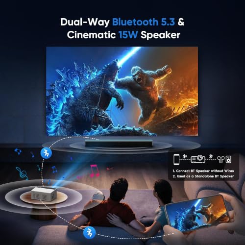 TMY Native 1080P Mini Portable Projector, 2-way Bluetooth, with 80in Screen - Image 4