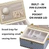 Sewing Box with Sewing Kit Accessories, D&D Wooden Sewing Basket Organizer with Accessories for Home, Travel, Blue Polka Dot