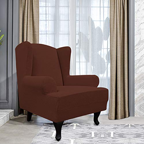 Image of Easy-Going Stretch Large Wingback Chair Sofa Slipcover Coffee