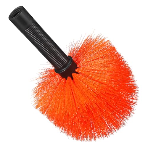 COLLBATH Cepillo Quitatelarañas para Hogar y Jardín Plumero Pequeño Naranja Cabeza Plástica Resistente para Eliminación de Polvo en Esquinas y Techos Uso Interior y Exterior