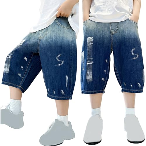 Shorts en jean pour garçons avec taille élastique et poches pratiques