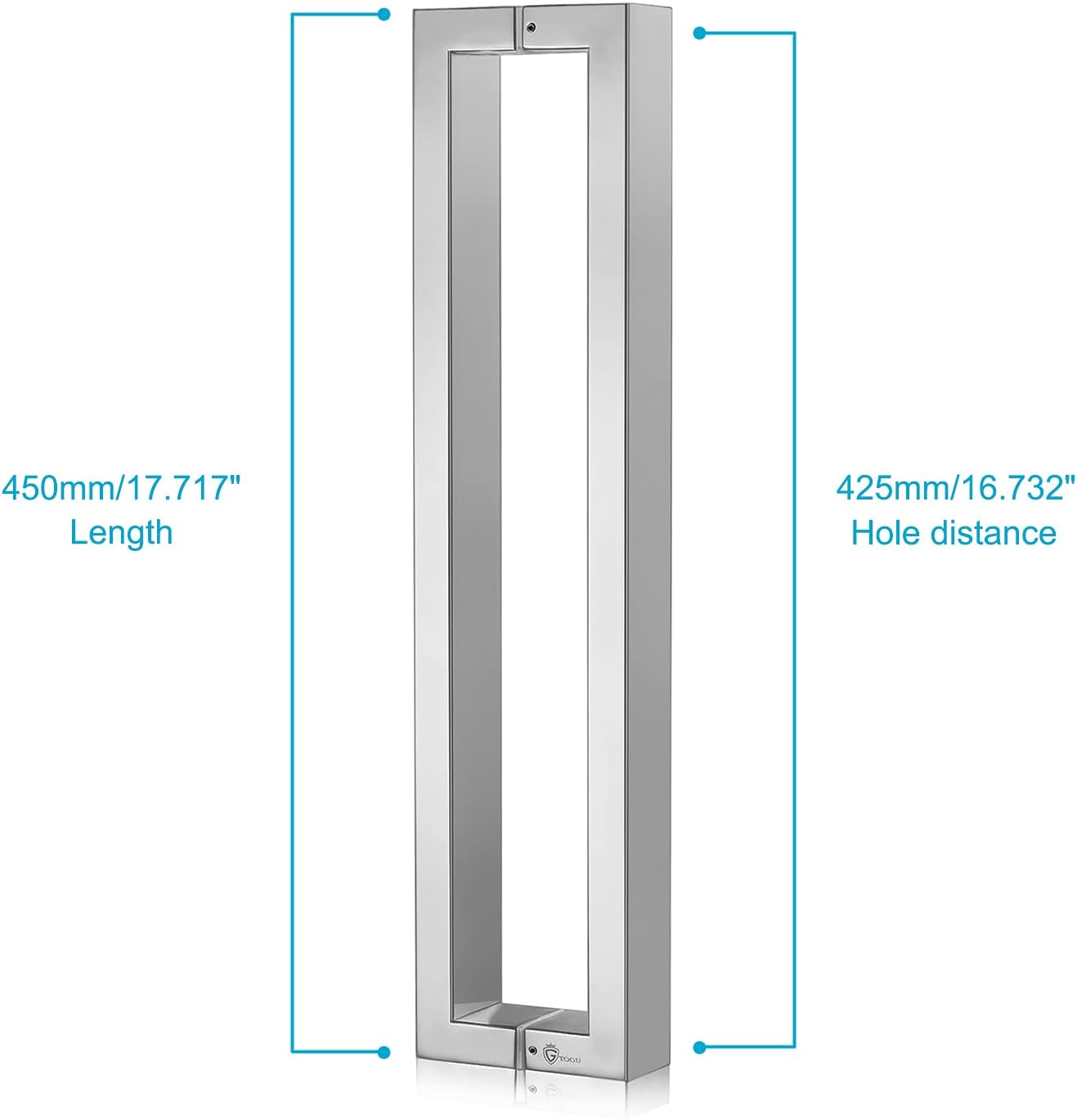 Chеареѕt 🛒 TOGU TG-R3825 450mm/18 inches Solid Standoffs Heavy-Duty Stainless Steel 304 Back to Back Push Pull Door Handle for Solid Wood, Timber, Glass, and Metal Doors, Mirror Polished Chrome Finish