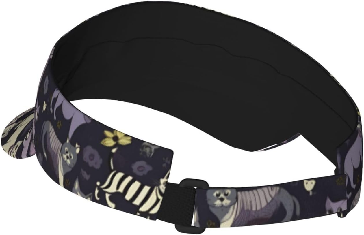 Goth Spooky Print Sun Visor Hats for Women Men Adjustable Sports Golf Running Sun Caps Black