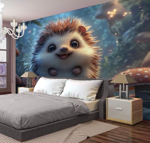 Tapiz de pared grande JRISEMECY de tela con lindo erizo 3D para renovar tu sala de estar.