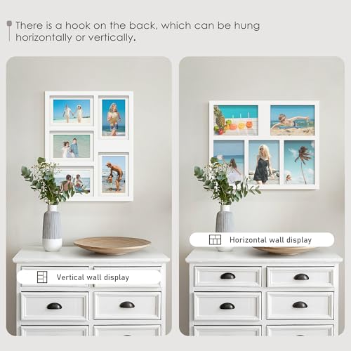 Image of DUENPY 5x7 Picture Frame Collage Holds 5 Photos Made of High Definition Glass, Mat for Display 4x6 Picture Frame Collage Photo for Wall Decor White