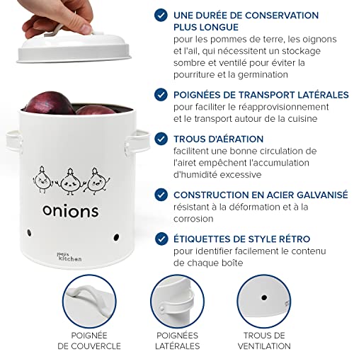 Rangement pomme de terre oignon ail en métal avec couvercle ventilé - 4