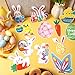 JUNEBRUSHS Easter Cutouts, 60Pcs Easter Paper Cutouts with 100Pcs Glue Points, Easter Bunny Egg Chicks Bulletin Board Decorations for Easter Party Classroom Home Wall Decor