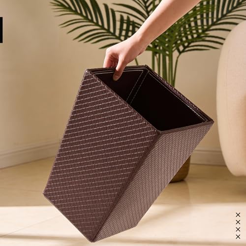 Image of Encasa XO Leather Dustbin for Home | 11 L (22x30 cm)(Large) Waste Bin for Bedroom, Washrooms, Kitchens Office, Hotel | Noise free, Floor Safe Trash Can | Textured Leather Garbage Bin - Copper