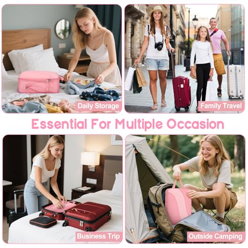 8 Set Compression Packing Cubes for Travel, Packing Cubes for Carry On Suitacases, Luggage, Suitcase Organizer with Shoe & Laundry Bags, Packing Bags for Travel Essentials, Pink - Thumbnail 7