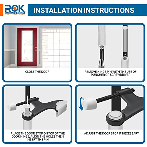 10 Pack Rok Hardware Heavy Duty Hinge Pin Door Stop, Black Rokdsp1Blk #TOP3