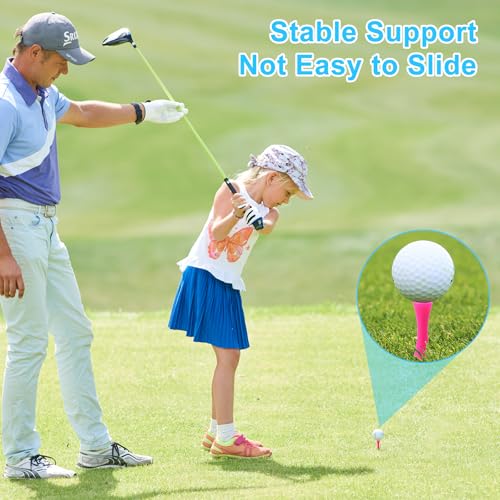 FORETOGO 100 Stück Rosa Golf Tees Kunststoff,57mm Tragbar tees Golf Wiederverwendbar Golf zubehör für Training,Übung,Kurs und professionellen Einsatz