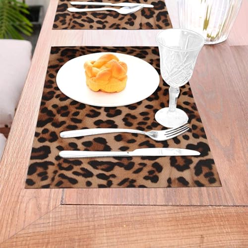 Sets de table tissés anti-tache léopard pour protéger votre table