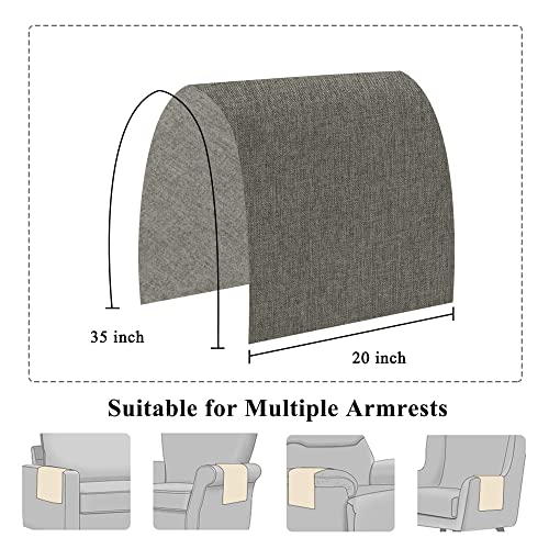 Linen Sofa Armrest Cover Sofa Armrest Protector Cover, Gray Recliner Chair Arm Cover, Armchair Slipcover Furniture Protector For Leather Sofa Couch Couch Arm Covers For Sofa, 2 Pcs, Light Grey #TOP5