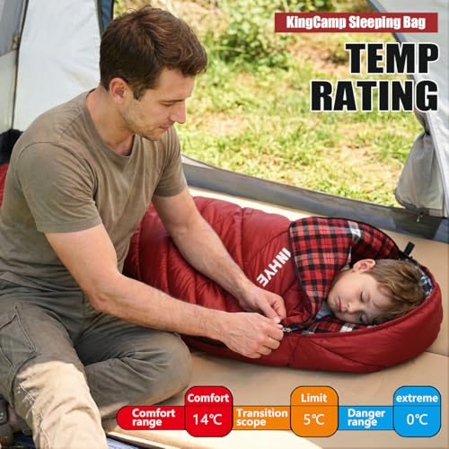 Saco de dormir para niños ShinHye para clima frío (45°F) - Ligero, impermeable y compacto de franela para camping. Ajuste para jóvenes 10-12 años (4'7" a 5'5") miniatura 5