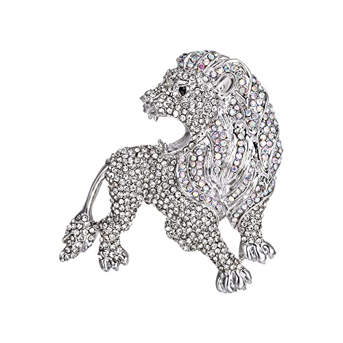 Image of EVER FAITH Roaring King Lion Austrian Crystal Brooch