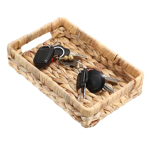 Hipiwe Small Keys Basket for Entryway Table Decorative Wicker Basket Tray Woven...