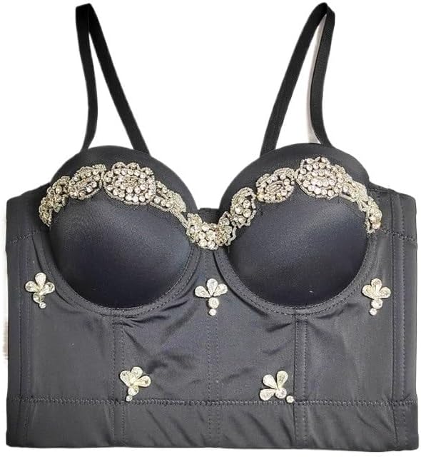 JSEIAJB Beaded Bra Outer Wear Large Backless Sexy Adjustable Tube Top Nightclub Body Shaping Top for Women(D,40C)