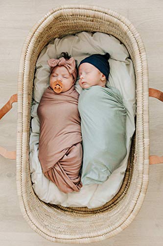 Image of Mebie Baby Sage Stretch Swaddle, Modern and Neutral Swaddle Blanket for Baby Girl or Boy, Soft Baby Blankets, Newborn Swaddle Blanket, 0-3 Month, Comfy Wrap, Baby Essentials & Gifts (47 inch x 47 inch)