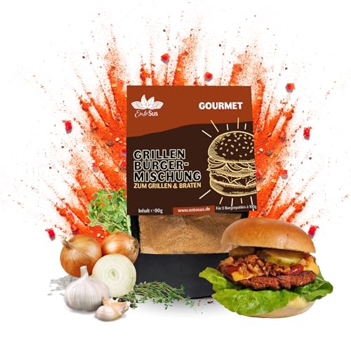 EntoSus - Grillen Hack und Grillen Burgermischung | Hackfleisch, Fleischersatz, Burger Patties, Proteinreich, nachhaltig, lokal produziert in Deutschland (Grillen Burgermischung, 1 x 90g)