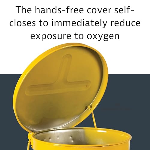 Miniatura 5 de Justrite 09301 Latas de seguridad amarillas de acero galvanizado de 10 galones para residuos aceitosos