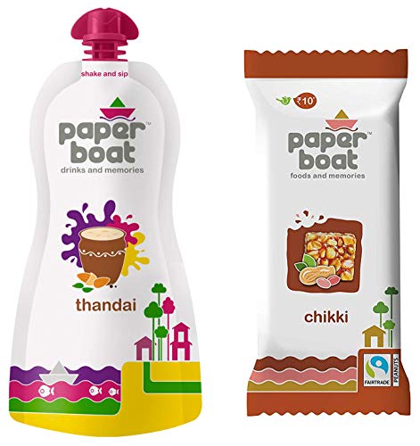 Image of Paper Boat Peanut Chikki, 30 Units x 28 g + Paper Boat Thandai, 180ml (Pack of 6)