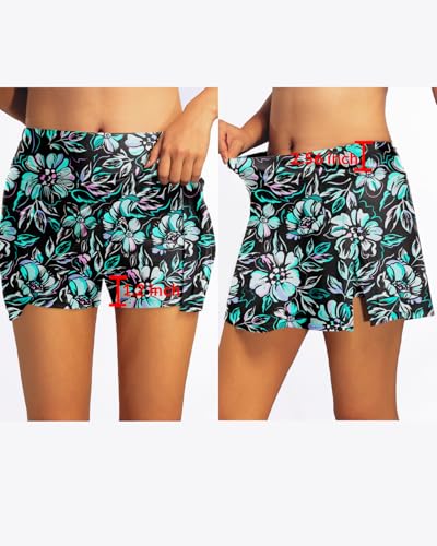 Image of Women Swim Skirt Tummy Control Swimsuit Skirt with Built-in Shorts High Waisted Split Swim Bottom (Available in Plus)