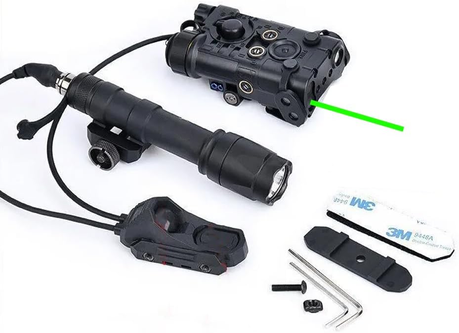 Nylon L3-NL Laser Sights Box(with IR Laser+Red/Green/Blue Laser + White Light), and M600C Strong LED Flashlight, and Modular Wire Remote Pressure Switch(SF+2.5 Plug) Combo,Black