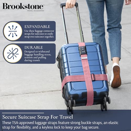 Image of Brookstone Luggage Strap - 2-in-1 TSA-Approved Expandable Luggage Straps for Suitcases with Keyless 3-Digit Combination Lock, Size One Size, Lilac Ice