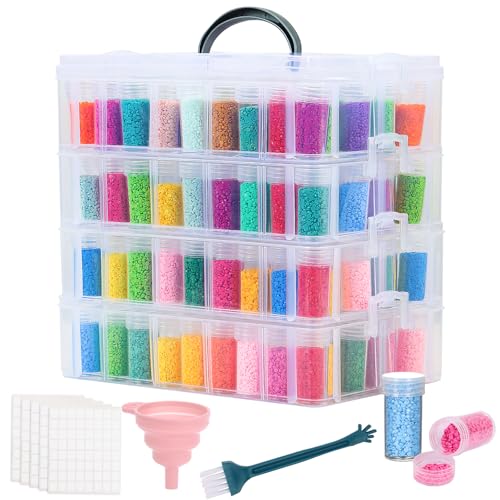Organizador de pintura de diamante de 4 niveles con 200 recipientes apilables