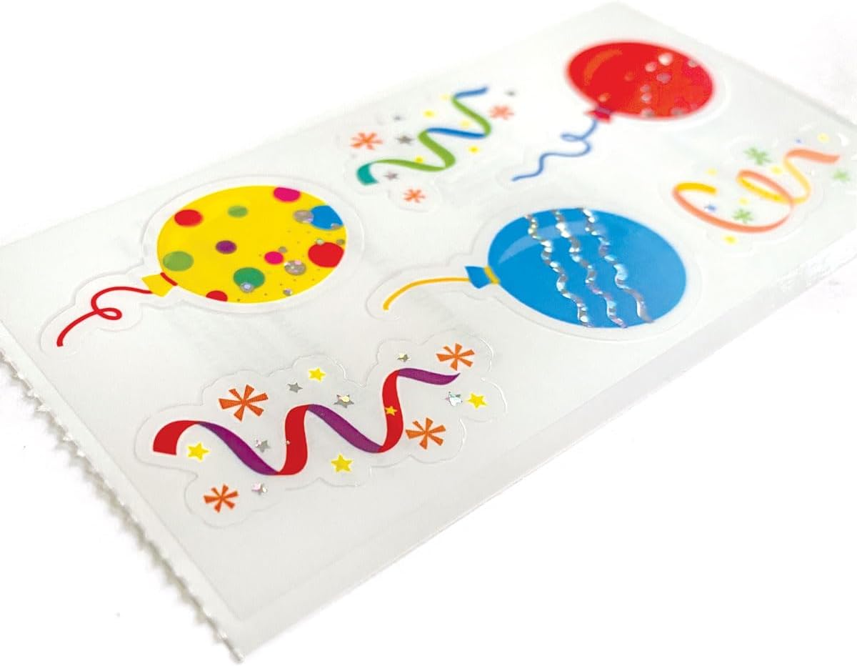 Paper House Productions Pack of 3 Foil Accent Birthday 2" x 4" Sticker Sheets for Crafts, Scrapbooking & Collecting - Party Balloons 3 Pack