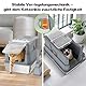 SZEE XL Edelsthal Katzenklo mit 180° Klappdeckel, Hohe Rand Katzentoilette Edelstahl mit Deckel, Aktivkohlebeutel Katzentoilette, Stainless Steel Litter Box with Scoop-58,3x37,1x37,5cm, Dunkelgrau