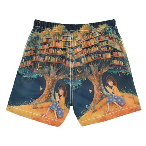 Boys Swim Trunks Toddler Swim Shorts Little Boys Swimwear Girl is Reading Under The Tree Bathing Suit Swimsuit2